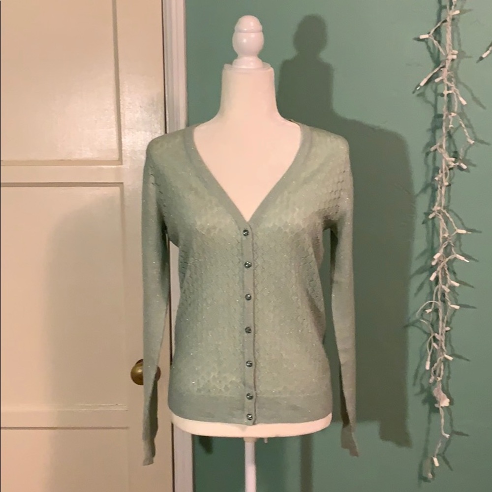 Shimmery Knit Cardigan with Embellished Buttons